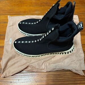 Authentic Miu Miu Slip on sneaker boots with crystals size 39 black